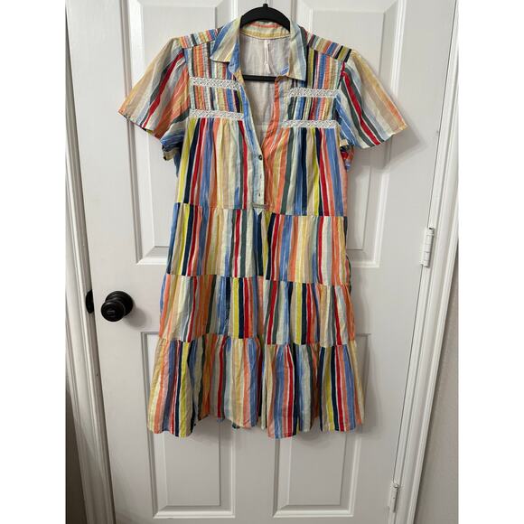 Anthropologie by Anthropologie Tiered Striped Cotton Dress – XS - Picture 3 of 6